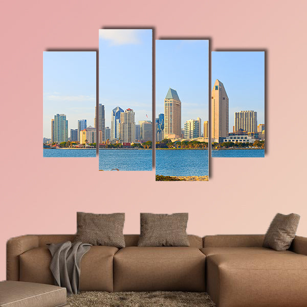 San Diego California, skyline of downtown multi panel canvas wall art