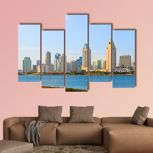San Diego California, skyline of downtown multi panel canvas wall art