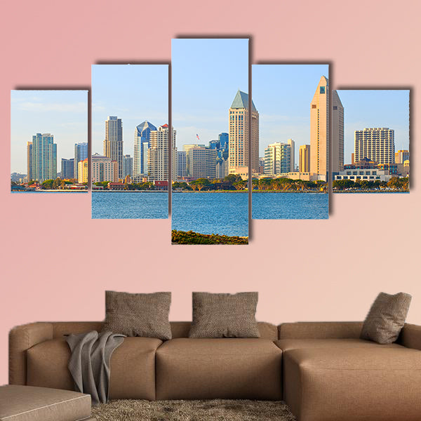 San Diego California, skyline of downtown multi panel canvas wall art