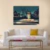 Halloween night with pumpkin and haunted houses illustration painting multi panel canvas wall art