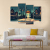 Halloween night with pumpkin and haunted houses illustration painting multi panel canvas wall art