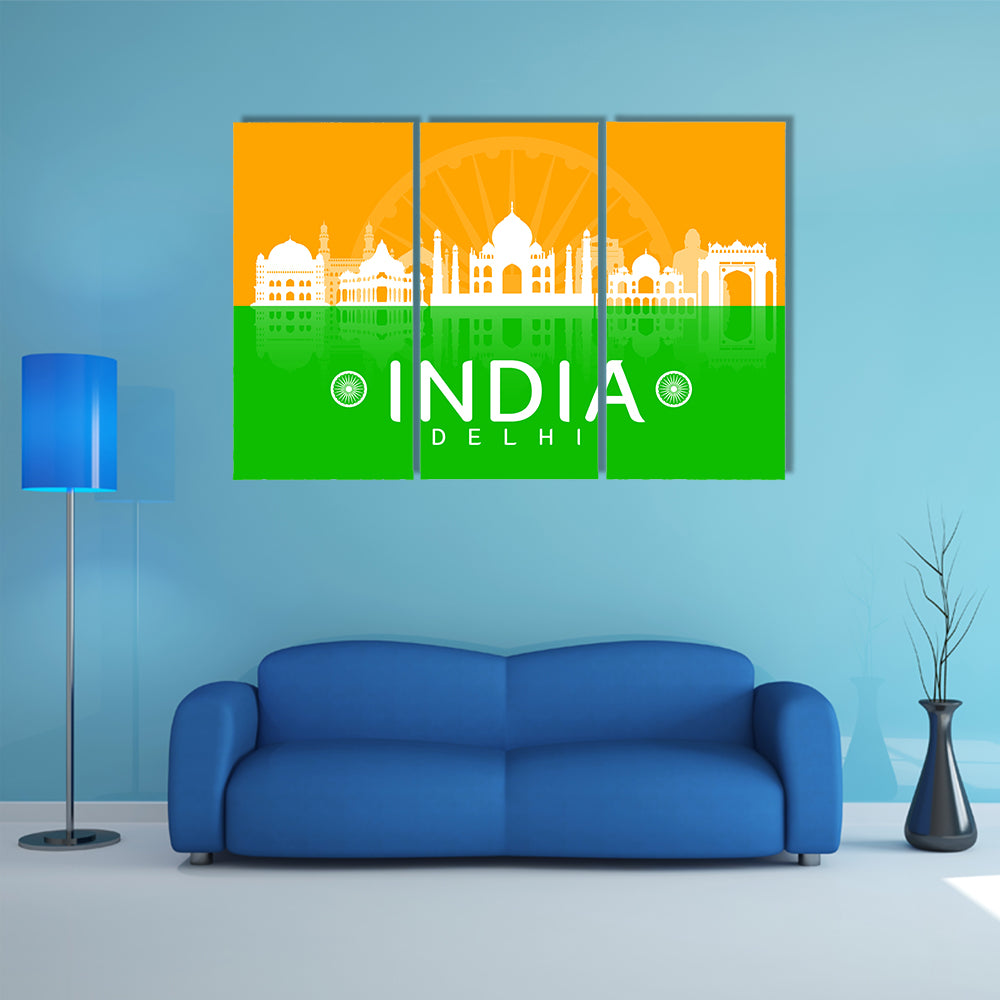 India Travel Landmarks Vector and Illustration .Multi panel canvas wall art