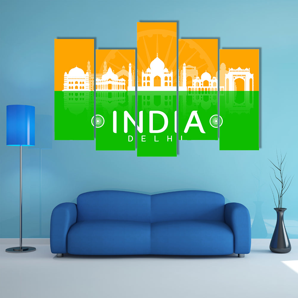 India Travel Landmarks Vector and Illustration .Multi panel canvas wall art