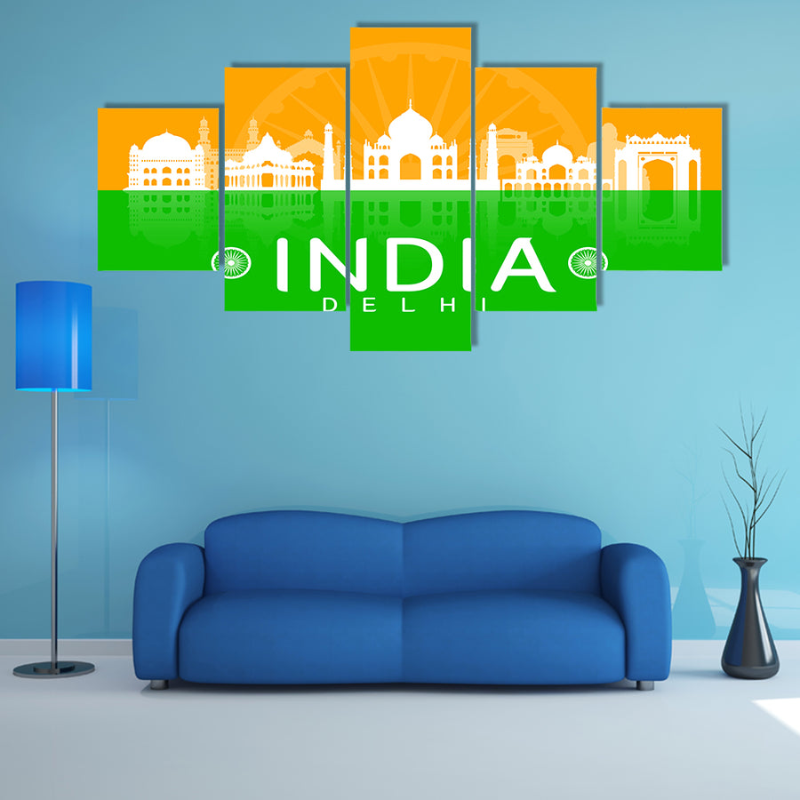 India Travel Landmarks Vector and Illustration .Multi panel canvas wall art