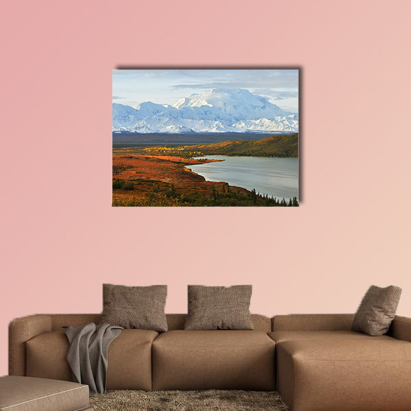 Denali Mountain and Wonder Lake at sunrise, Alaska multi panel canvas wall art