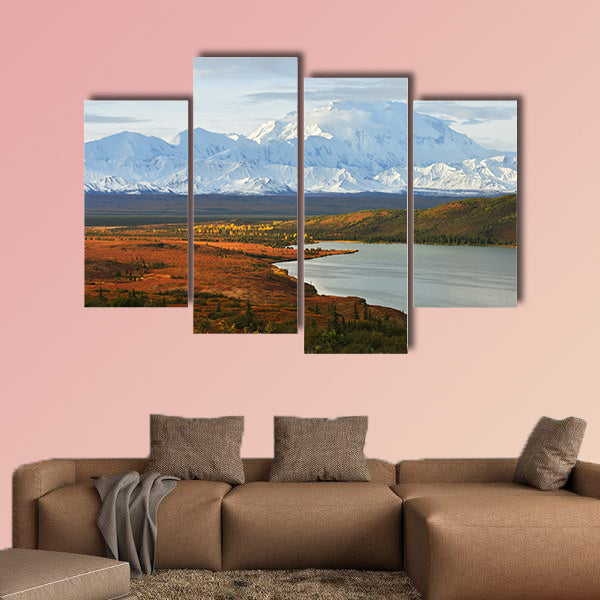 Denali Mountain and Wonder Lake at sunrise, Alaska multi panel canvas wall art