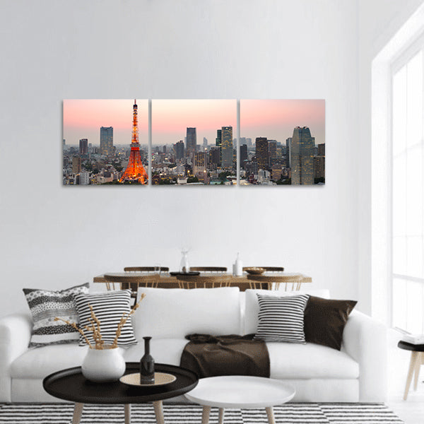 Tokyo city skyline at sunset in Tokyo, Japan Panoramic Canvas Wall Art