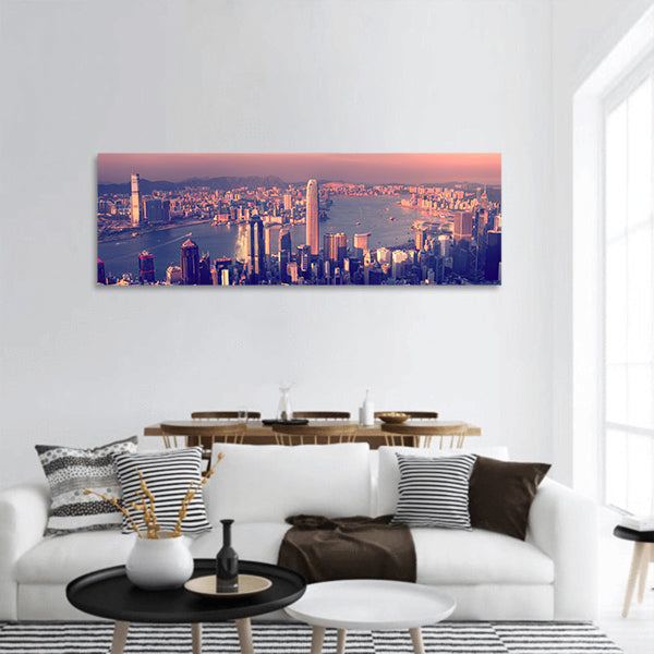 City Scape Buildings panoramic canvas wall art