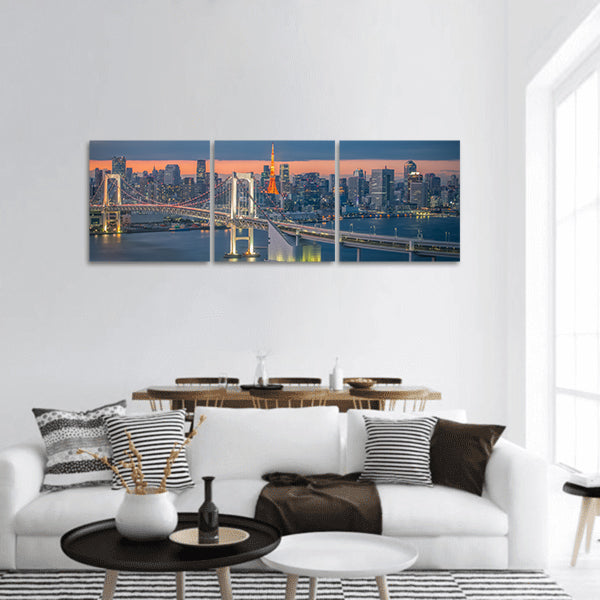 Tokyo rainbow bridge panoramic canvas wall art