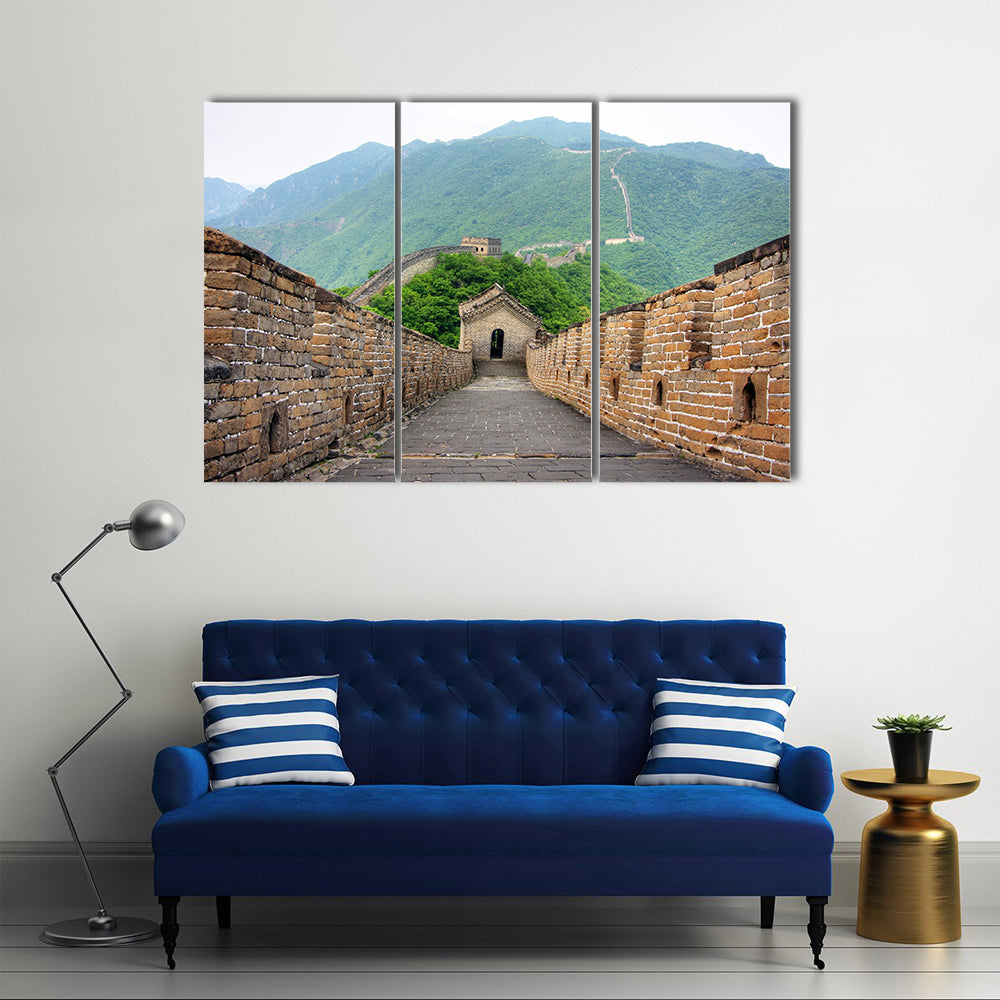 Great Wall of China on a clear day Multi panel canvas wall art