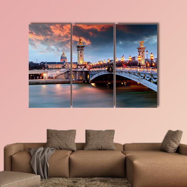 Alexandre 3 Bridge, Paris, France Multi panel canvas wall art