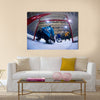 Ice hockey goalkeeper player on goal Multi panel canvas wall art