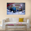 Ice hockey goalkeeper player on goal Multi panel canvas wall art