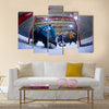 Ice hockey goalkeeper player on goal Multi panel canvas wall art