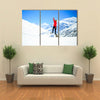 Young happy woman hiker successful on mountain Peak Summit In Nepal Multi Panel Canvas Wall Art