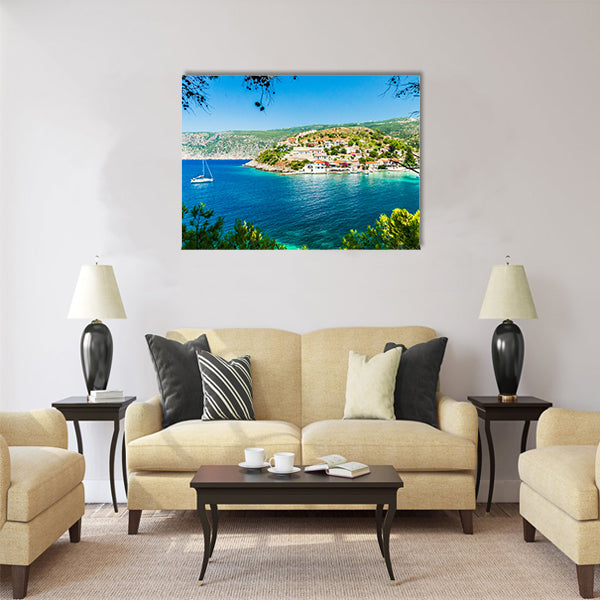 Assos on the Island of Kefalonia in Greece Multi Panel Canvas Wall Art