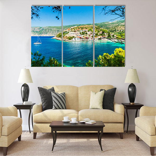 Assos on the Island of Kefalonia in Greece Multi Panel Canvas Wall Art