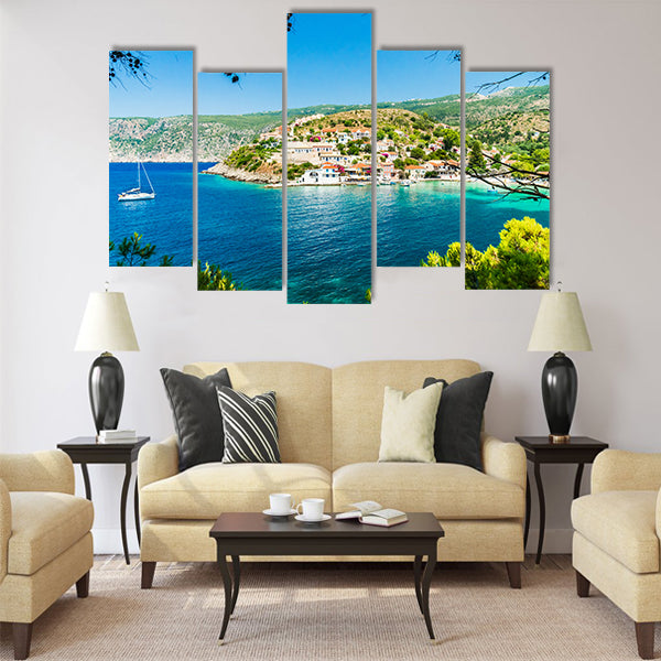 Assos on the Island of Kefalonia in Greece Multi Panel Canvas Wall Art