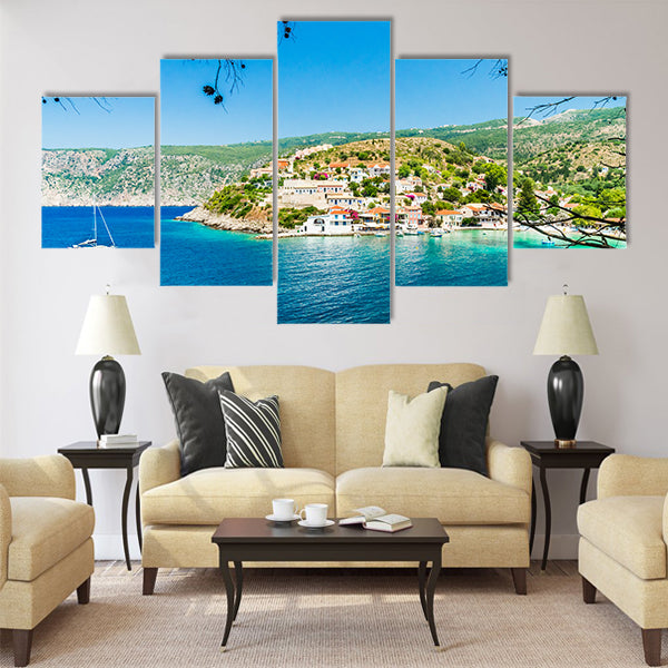 Assos on the Island of Kefalonia in Greece Multi Panel Canvas Wall Art