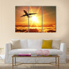 Plane takes off at sunrise multi panel canvas wall art