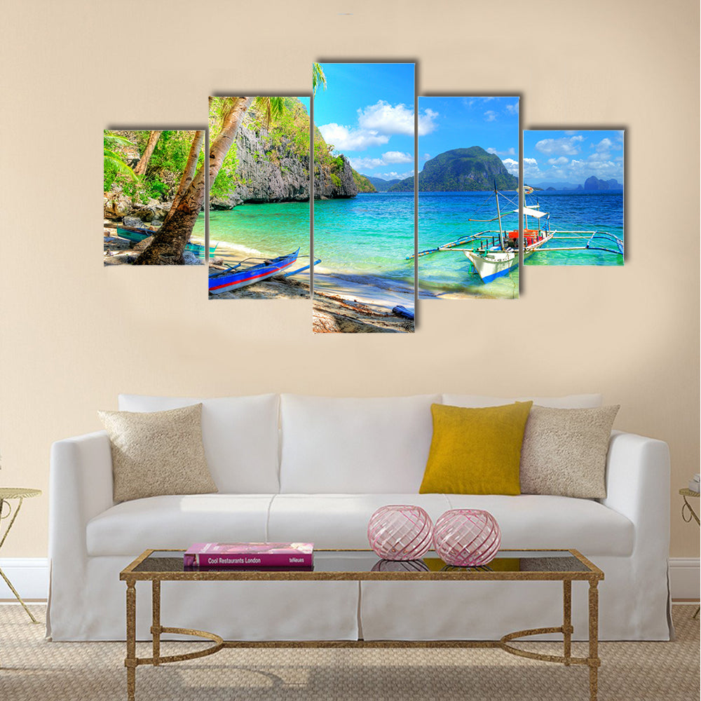 Beautiful tropical beach scene multi panel canvas wall art