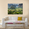 Panoramic View Over Landscape With Mogotes In Vinales Valley, Cuba Multi Panel Canvas Wall Art