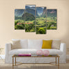 Panoramic View Over Landscape With Mogotes In Vinales Valley, Cuba Multi Panel Canvas Wall Art