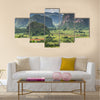 Panoramic View Over Landscape With Mogotes In Vinales Valley, Cuba Multi Panel Canvas Wall Art