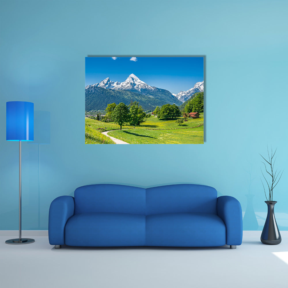 View Of A Summer Landscape In Alps Multi Panel Canvas Wall Art