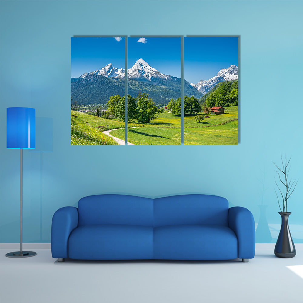 View Of A Summer Landscape In Alps Multi Panel Canvas Wall Art