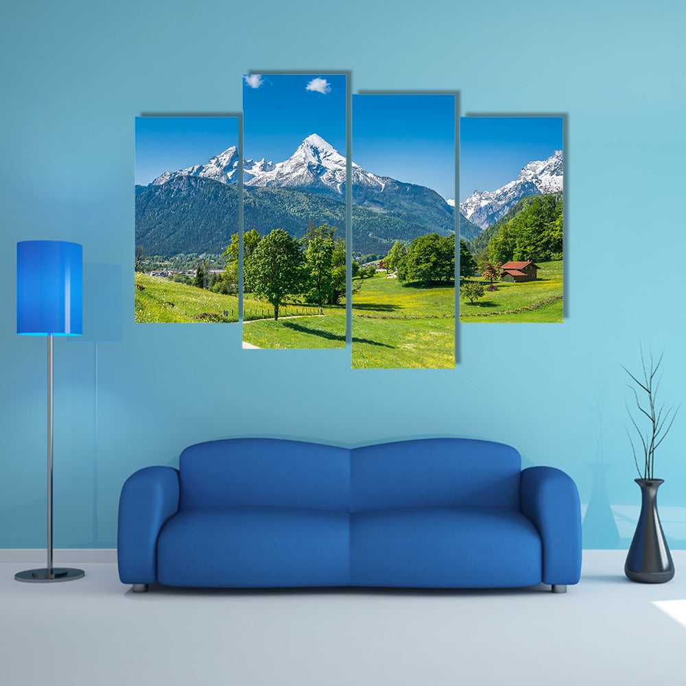 View Of A Summer Landscape In Alps Multi Panel Canvas Wall Art