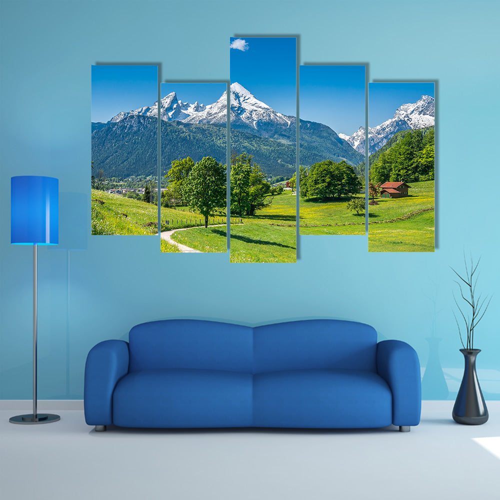 View Of A Summer Landscape In Alps Multi Panel Canvas Wall Art