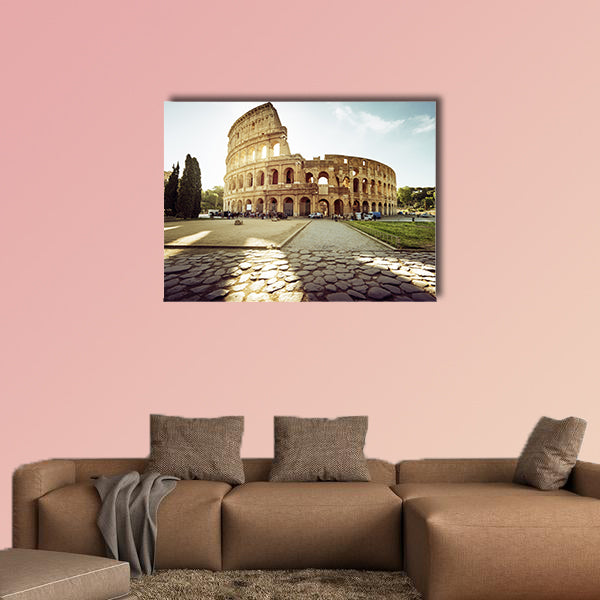 Colosseum in Rome and morning sun, Italy multi panel canvas wall art