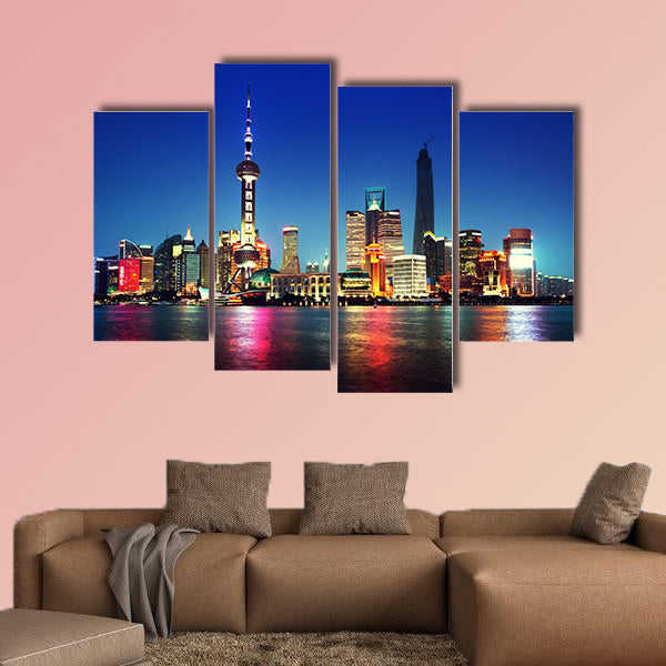 Shanghai at night, China multi panel canvas wall art