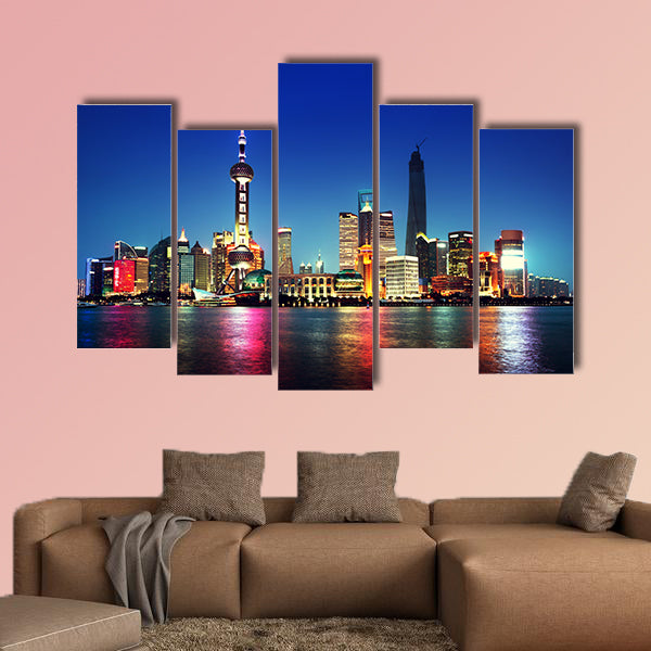 Shanghai at night, China multi panel canvas wall art