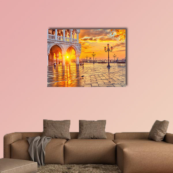 Piazza San Marco at sunrise, Venice, Italy multi panel canvas wall art