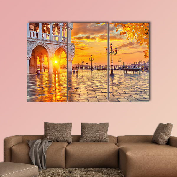 Piazza San Marco at sunrise, Venice, Italy multi panel canvas wall art