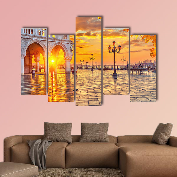 Piazza San Marco at sunrise, Venice, Italy multi panel canvas wall art