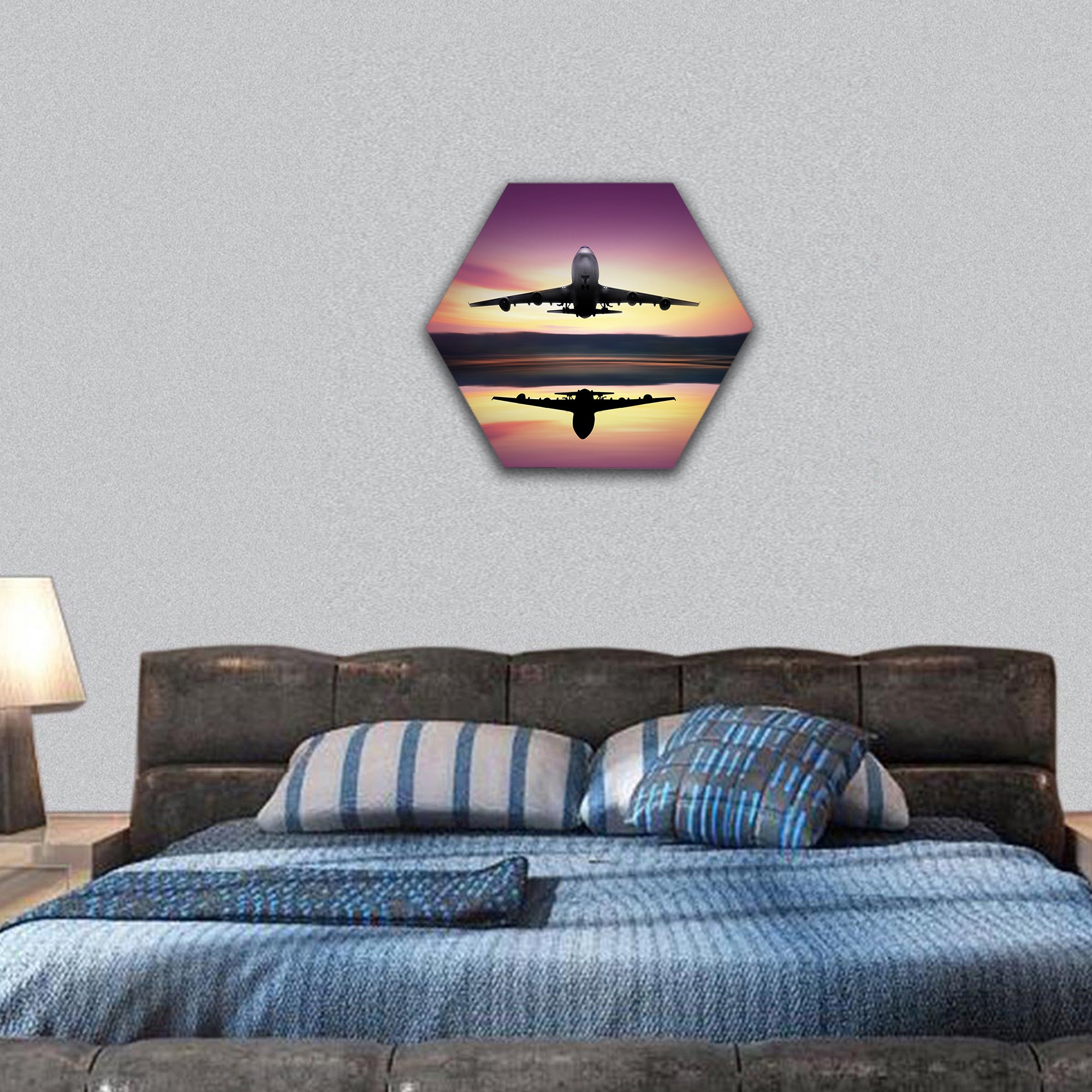 Airplane, concept hexagonal canvas wall art