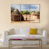 Himba village with traditional huts near Etosha National Park in Namibia, Africa Multi panel canvas wall art