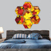 Fallen autumn leaves hexagonal canvas wall art