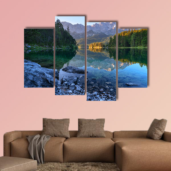 Fantastic sundown on mountain Lake Eibsee in Germany wall art