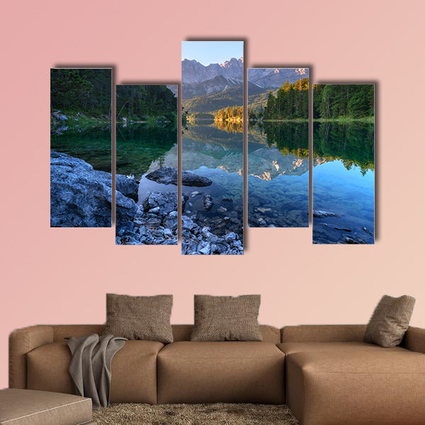 Fantastic sundown on mountain Lake Eibsee in Germany wall art