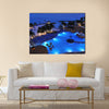 Resort by the Caribbean sea at night Multi panel canvas wall art