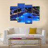 Resort by the Caribbean sea at night Multi panel canvas wall art