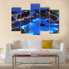 Resort by the Caribbean sea at night Multi panel canvas wall art