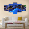 Resort by the Caribbean sea at night Multi panel canvas wall art