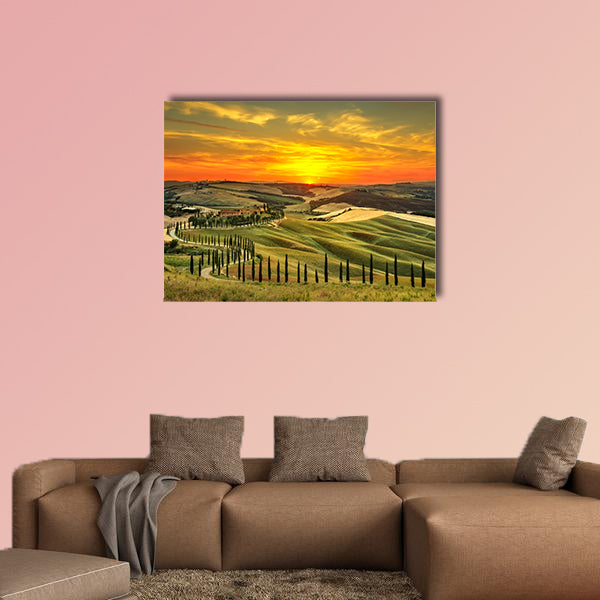 Tuscany, rural sunset landscape multi panel canvas wall art