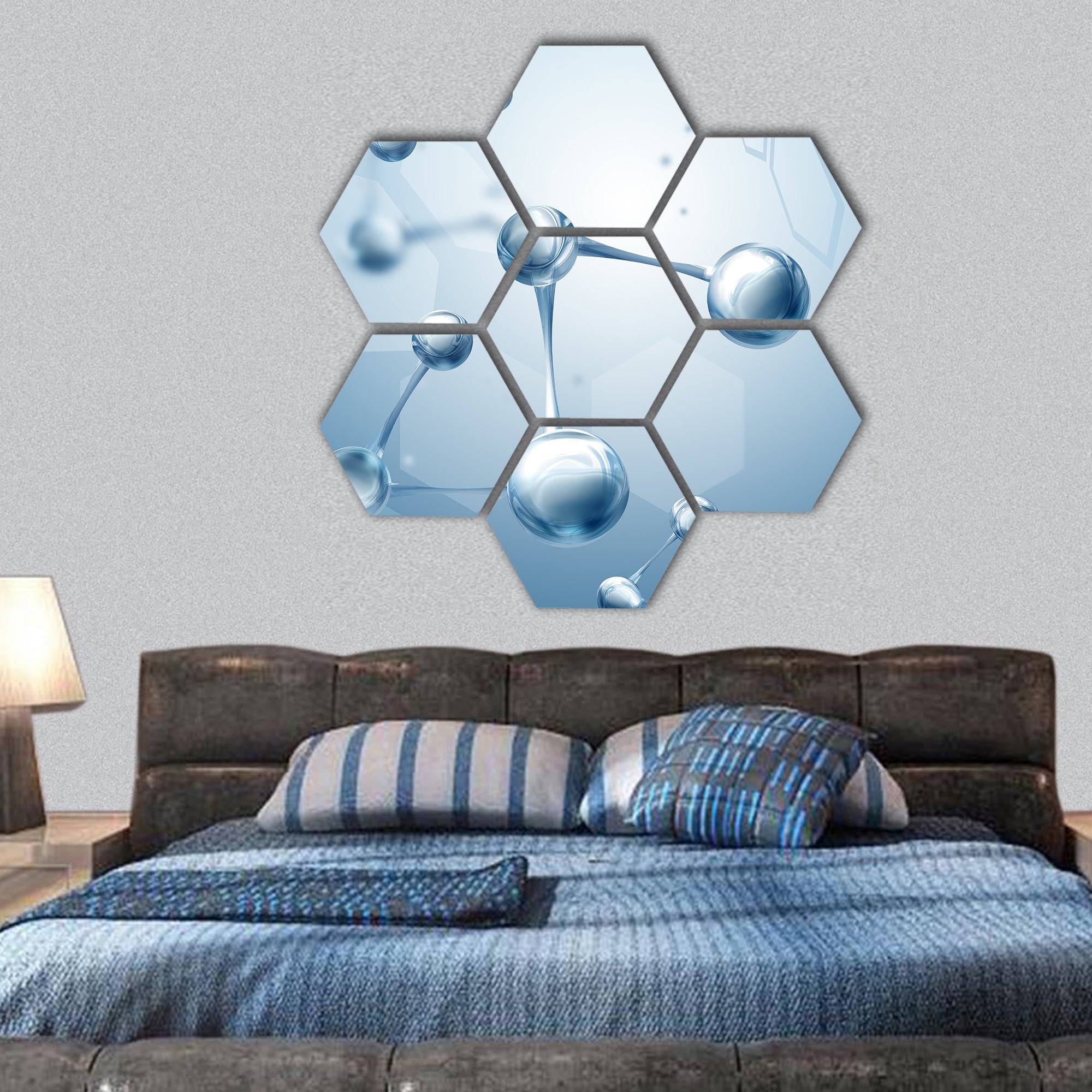 Science background with molecules hexagonal canvas wall art