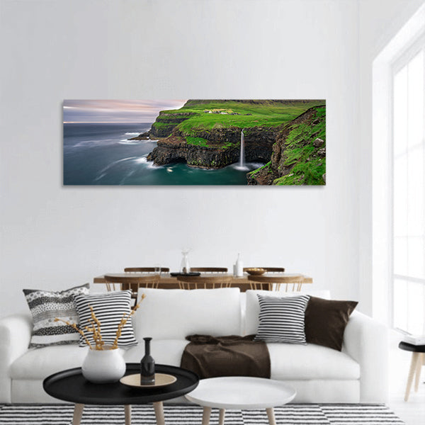 Gasadalur village panoramic canvas wall art